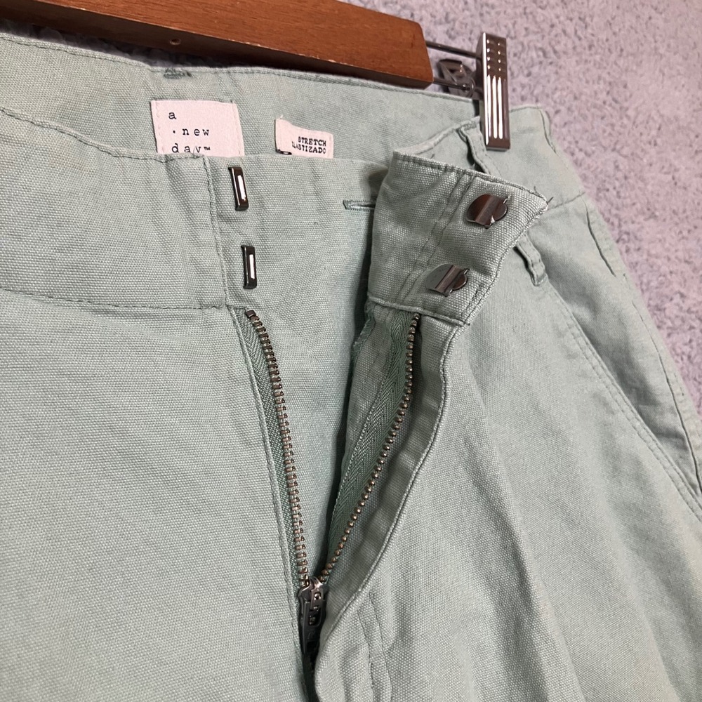 A New Day Sage Green High Rise Wide Leg Pleated Front Stretch Trousers Size 8 - Picture 6 of 9